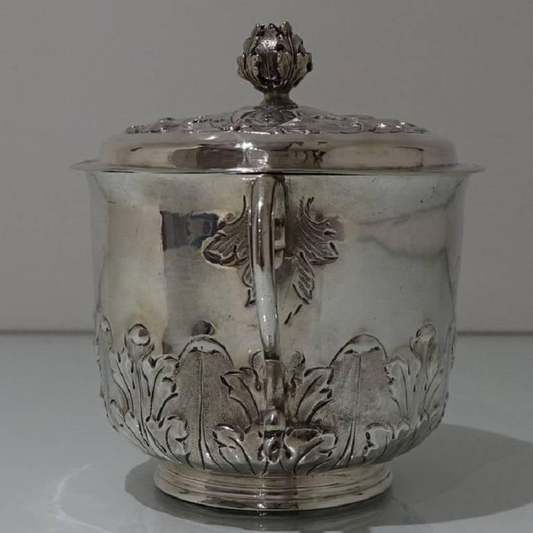 Late 17th Century William & Mary Antique Sterling Large Silver Porringer and Cover For Sale