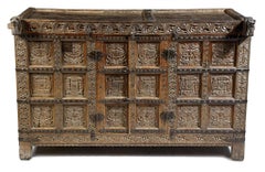 Indian Dowry Chest Horses Head Finials, from India's Rajasthan or Gujarat Region