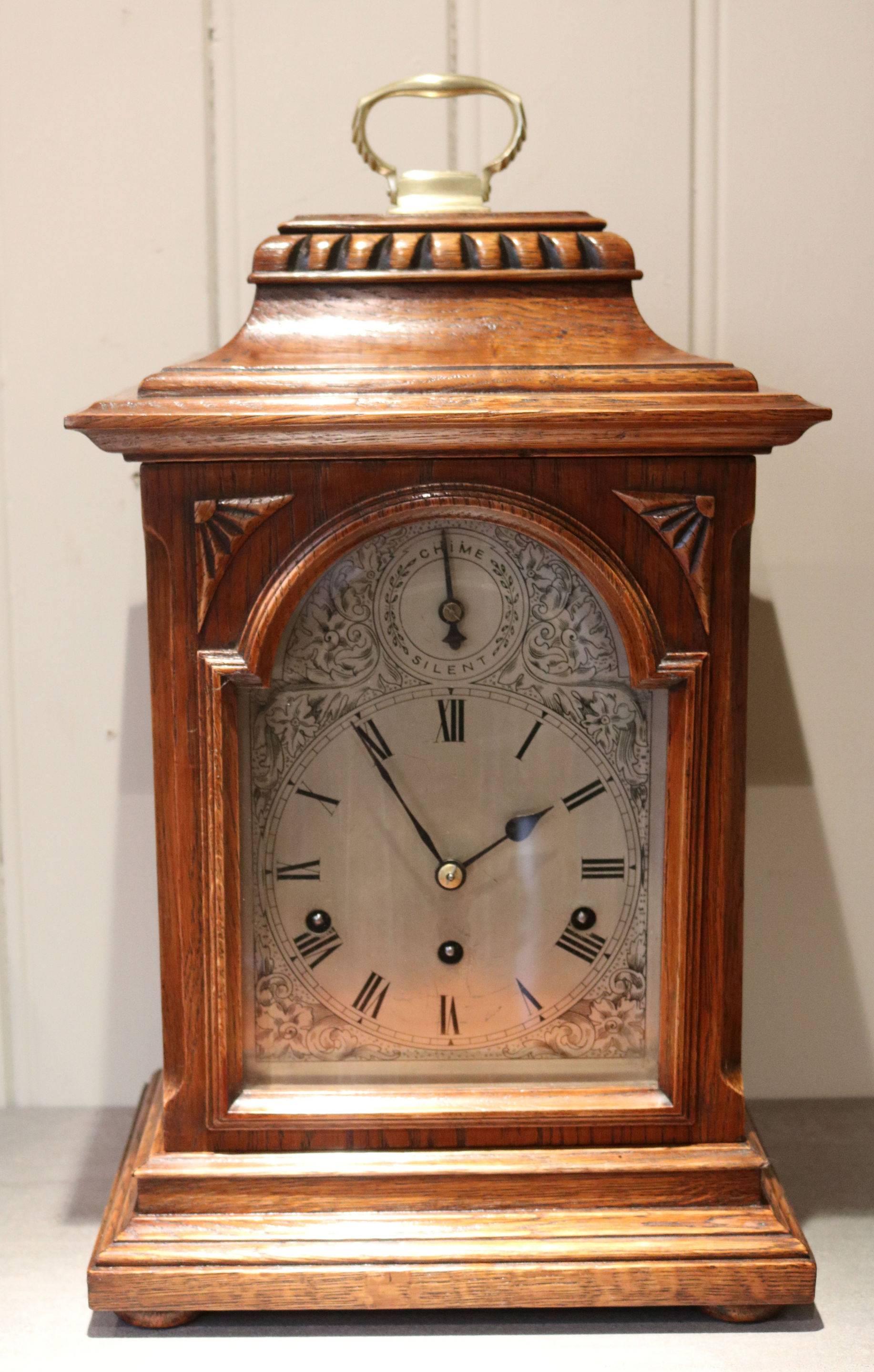 Oak Westminster Chime Bracket Clock For Sale 1