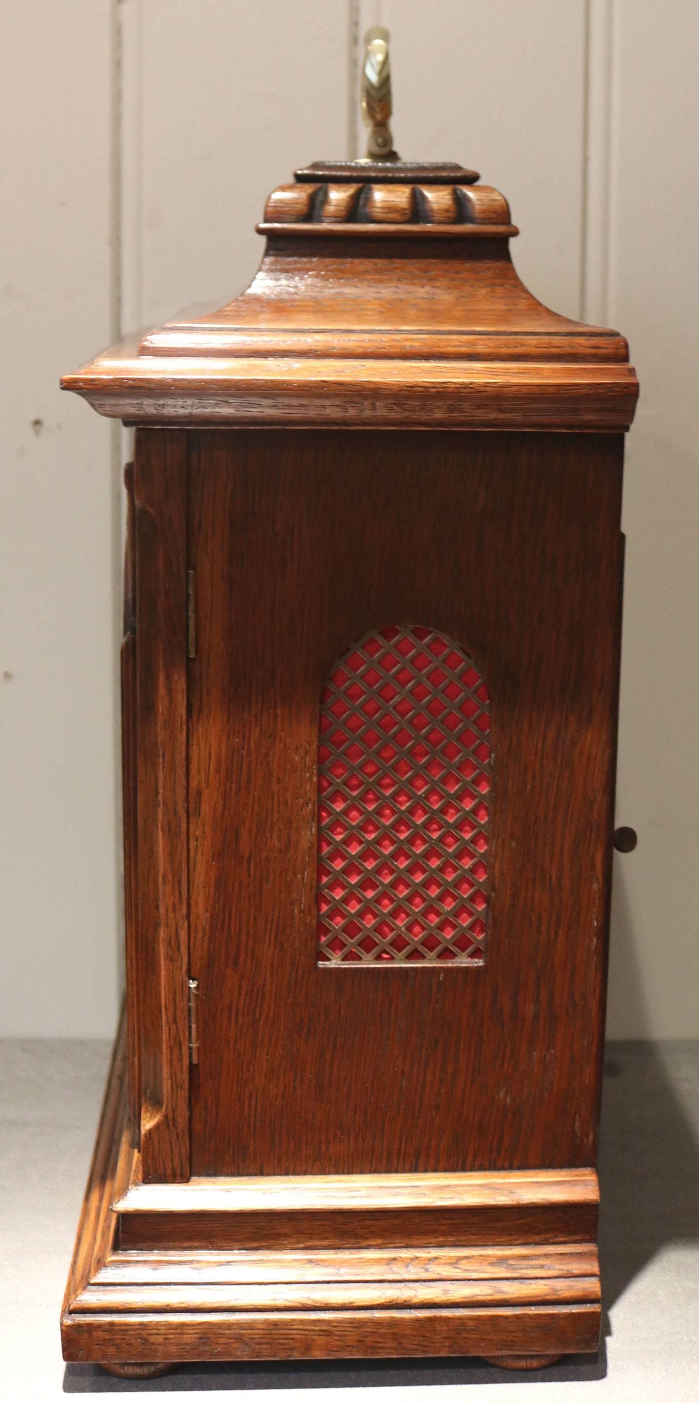 Oak Westminster Chime Bracket Clock For Sale 2