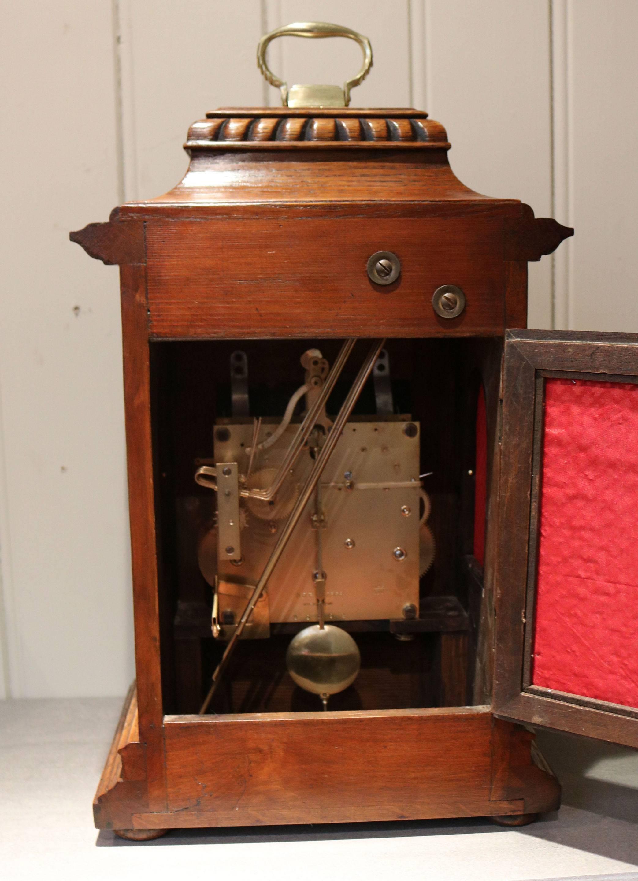 Oak Westminster Chime Bracket Clock For Sale 4