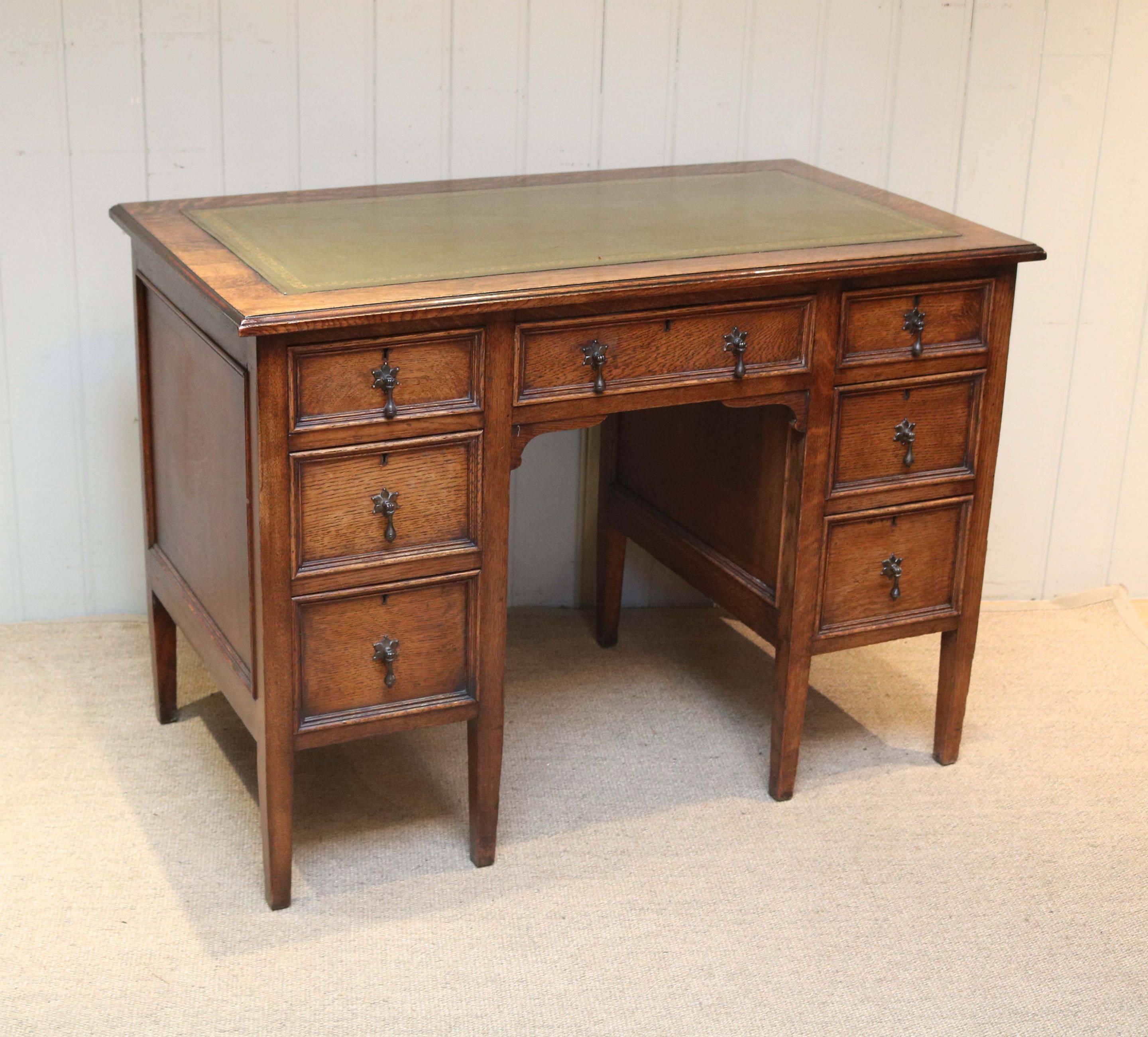 English Oak Kneehole Desk For Sale