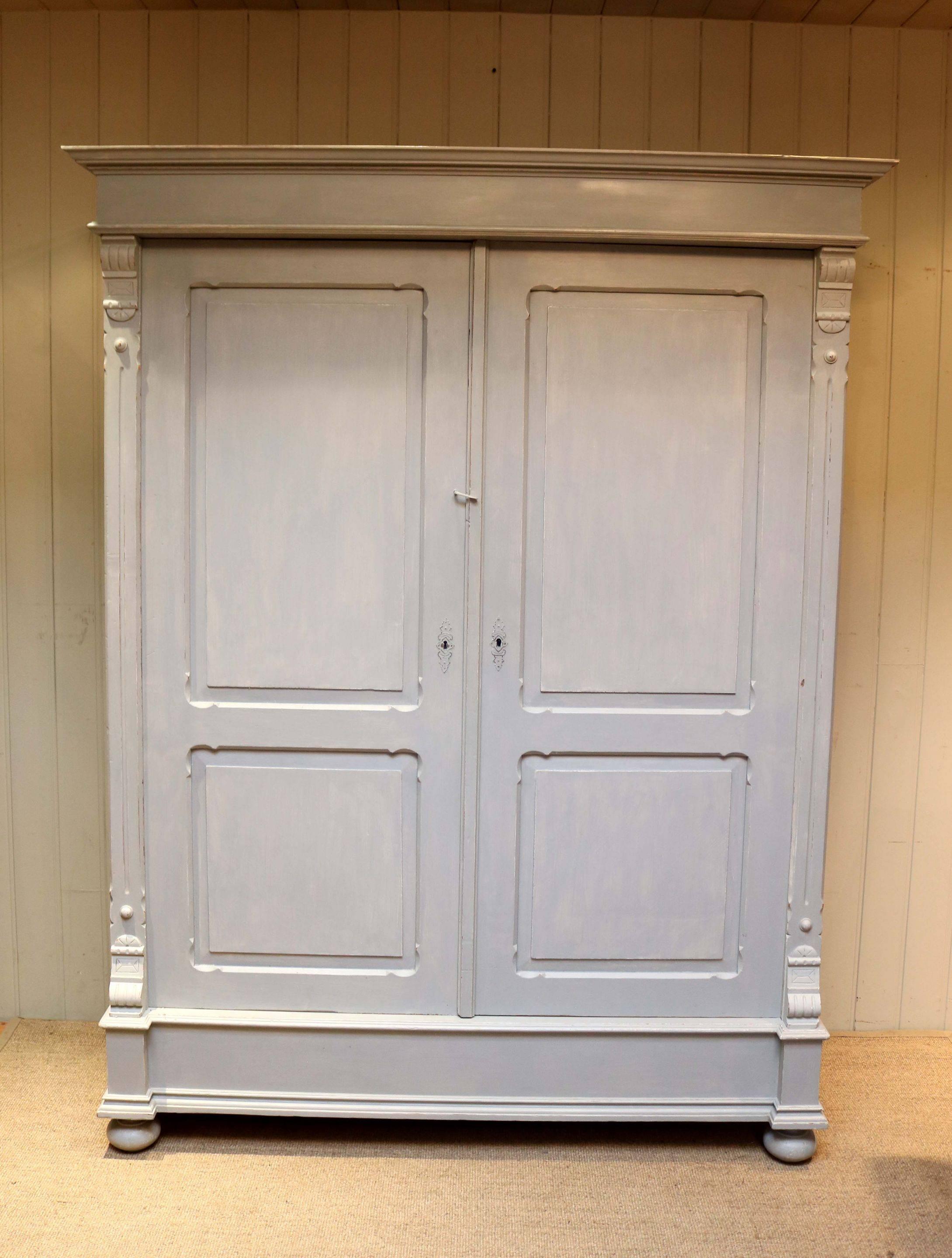 Late 19th Century Large Painted Two-Door Wardrobe For Sale