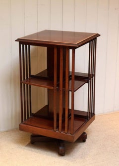 Edwardian Inlaid Mahogany Revolving Bookcase