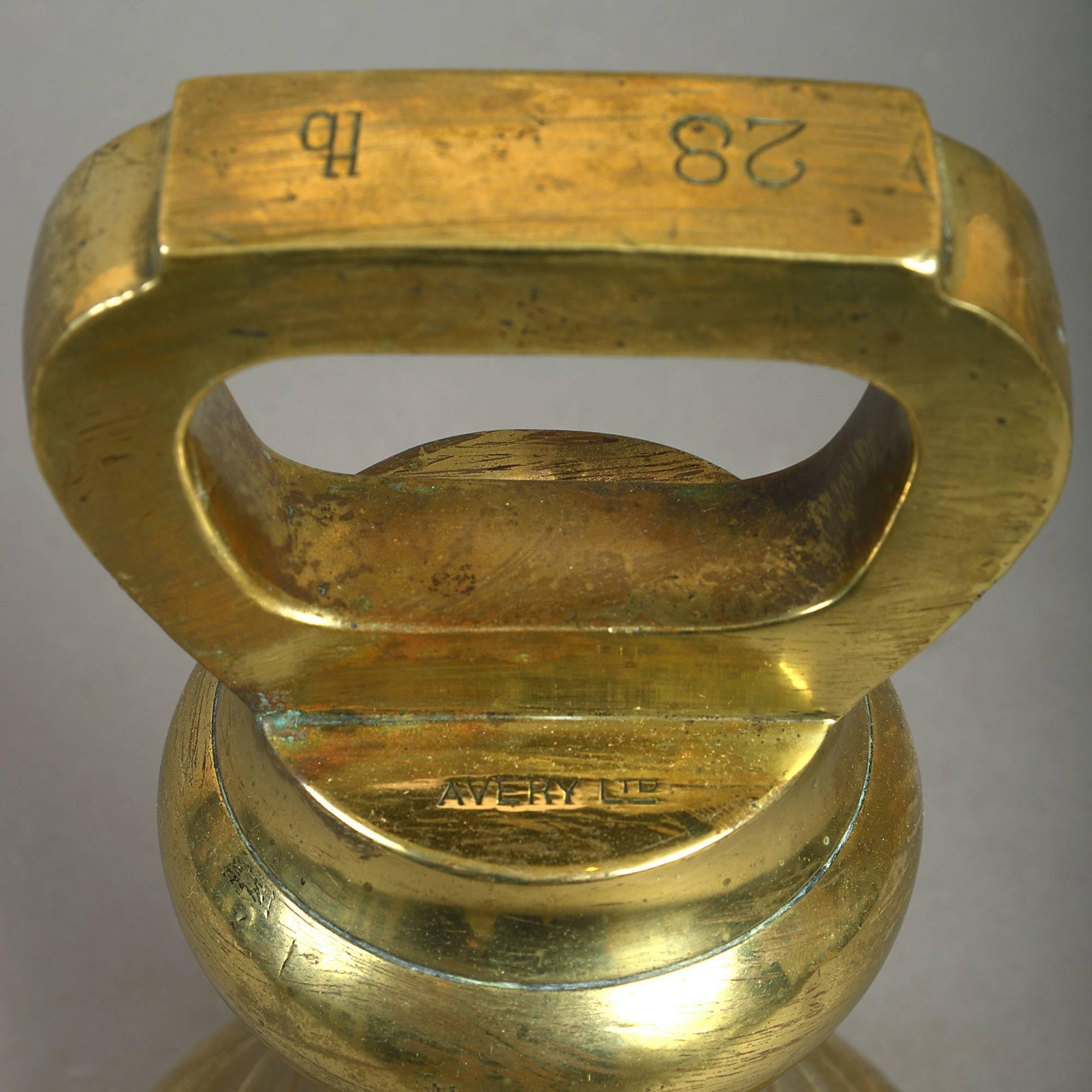 English 19th Century 28 Lb Brass Bell Weight