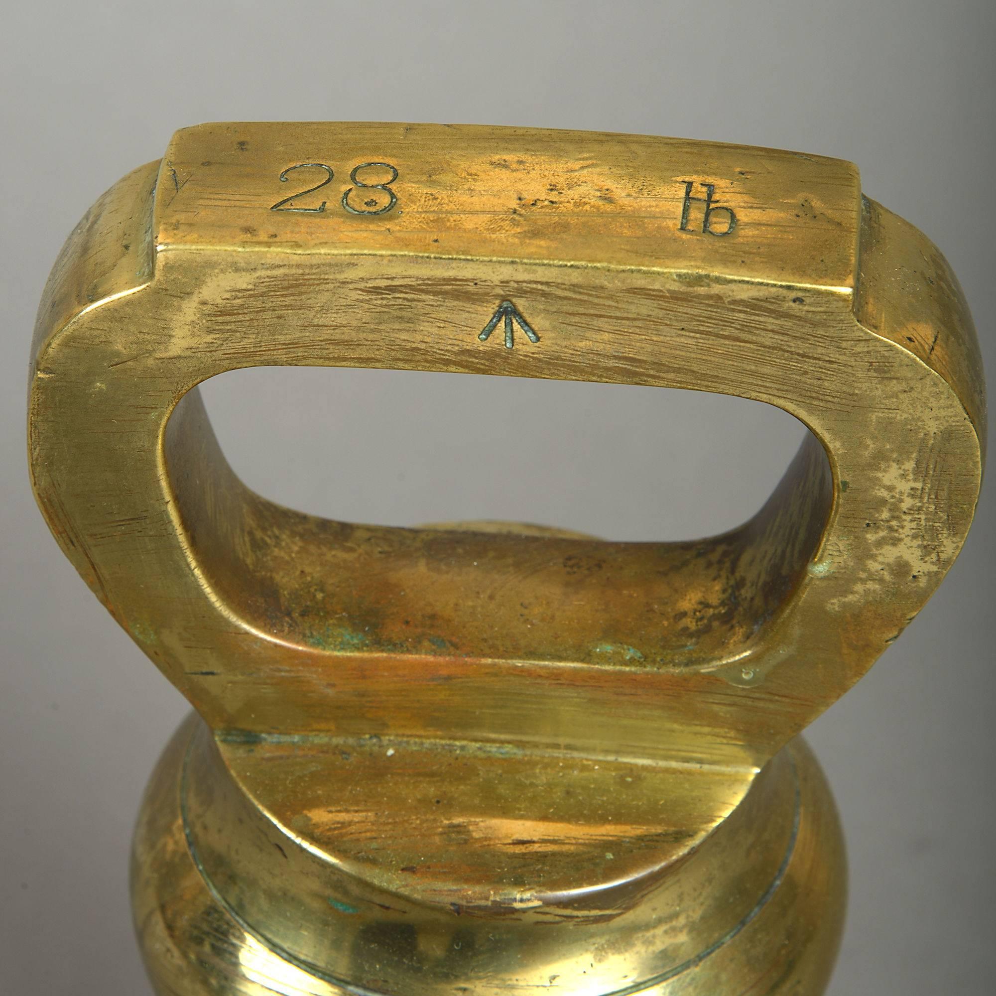 19th Century 28 Lb Brass Bell Weight In Good Condition In London, GB