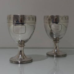 George III Sterling Silver Pair of Wine Goblets London 1809 William Bennett