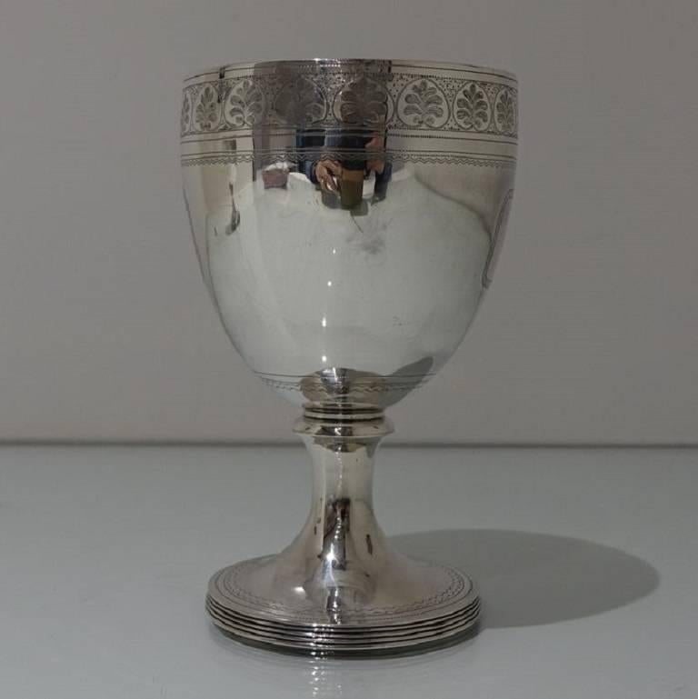 Early 19th Century George III Sterling Silver Pair of Wine Goblets London 1809 William Bennett For Sale