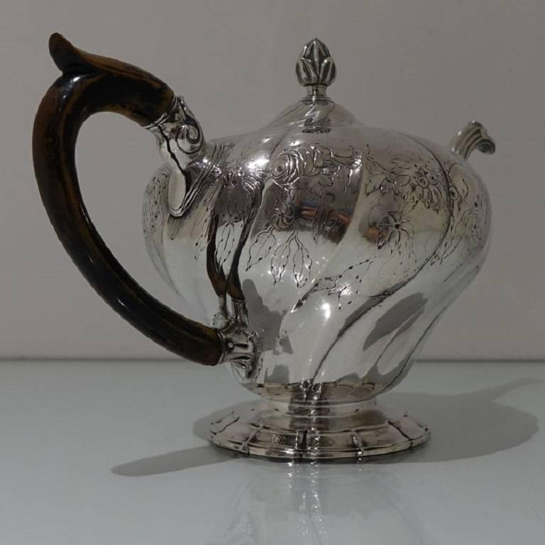 Late 18th Century 18th Century Antique Silver Portuguese Teapot, circa 1770 For Sale