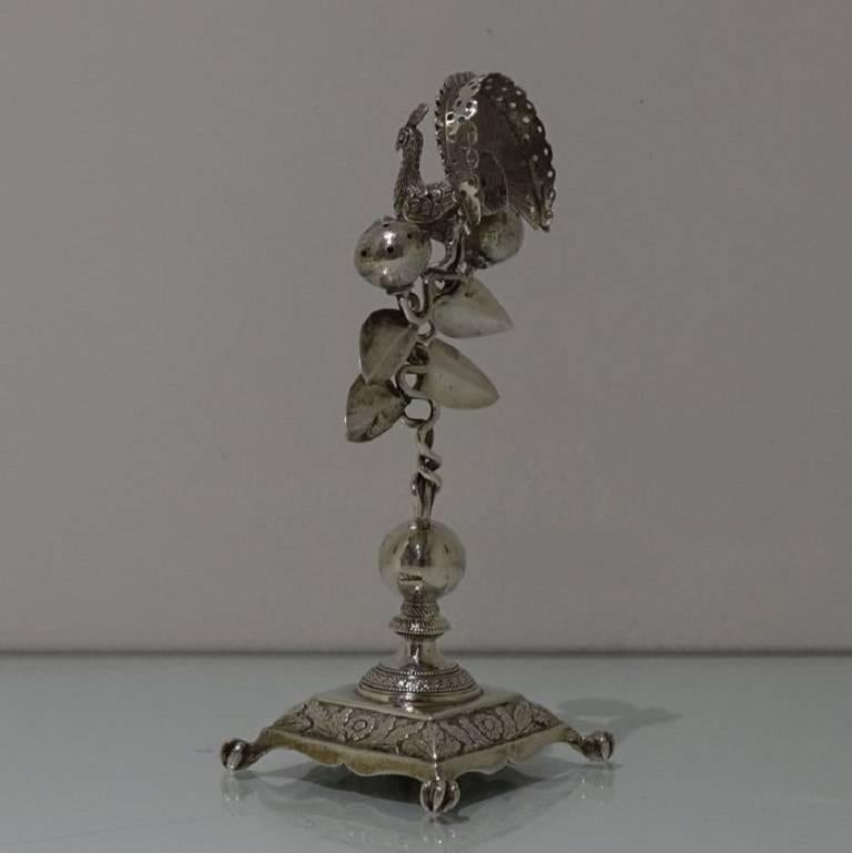 Mid-19th Century 19th Century Antique Silver Portuguese Tooth Pick Holder Porto, circa 1845 For Sale