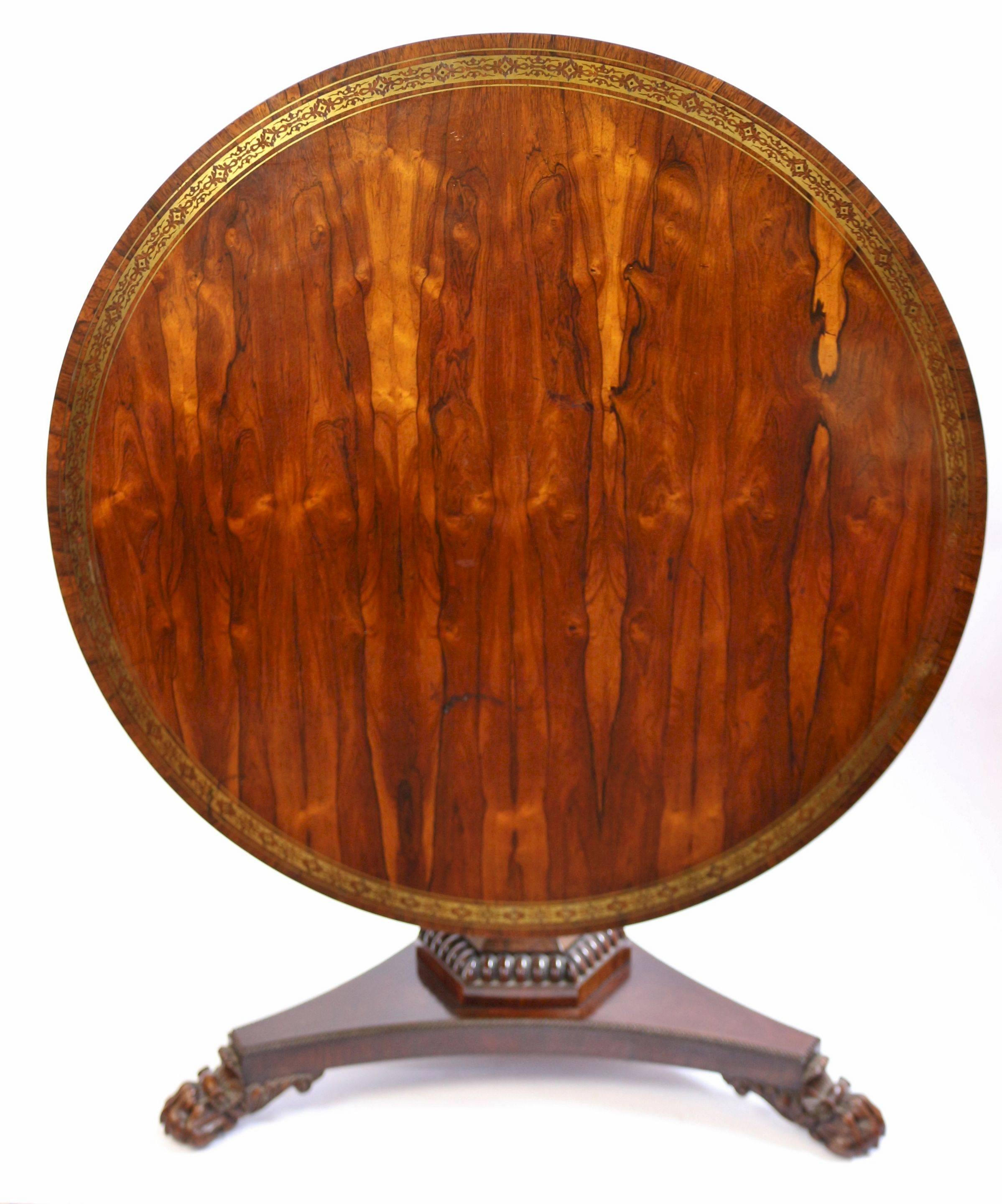 English Fine and Classic Regency Rosewood Pedestal Table