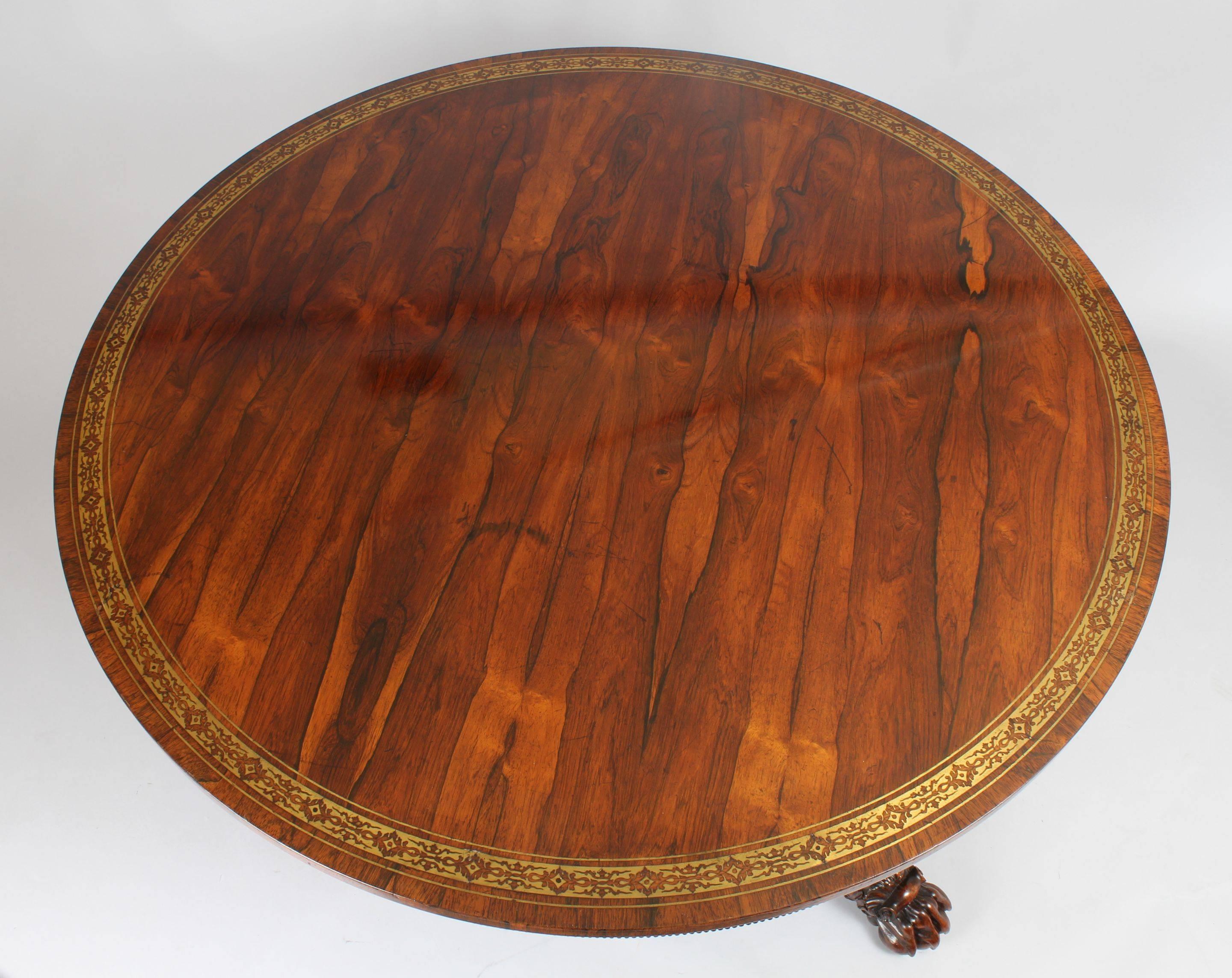 Fine and Classic Regency Rosewood Pedestal Table In Good Condition In Cambridge, GB