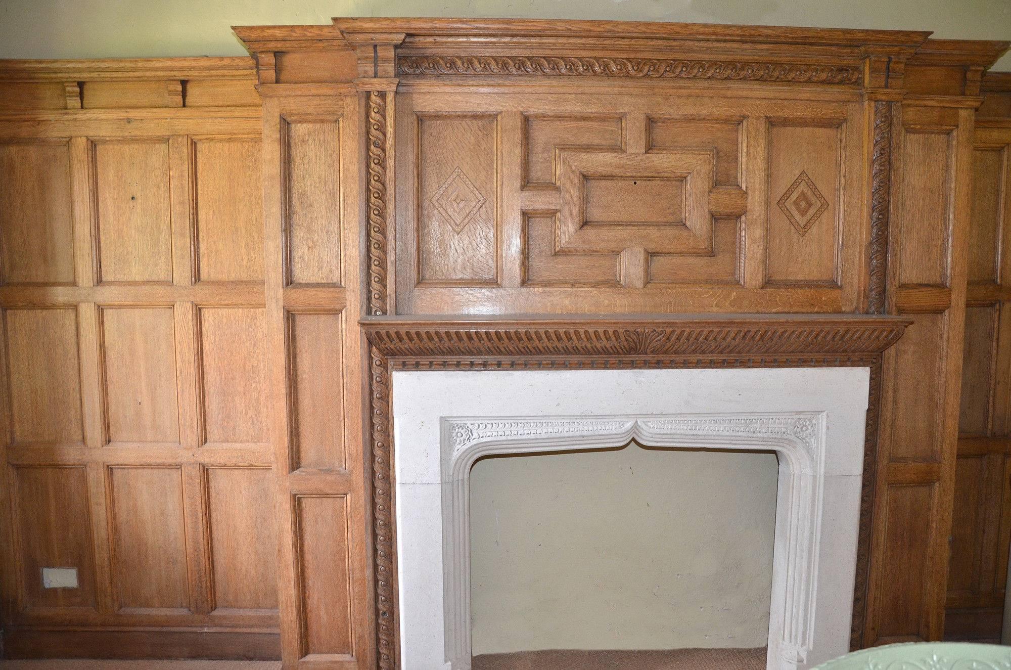 Queen Anne House, Oxshott, oak panelled study.