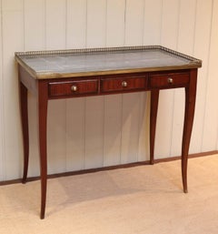 French Mahogany Marble-Top Desk