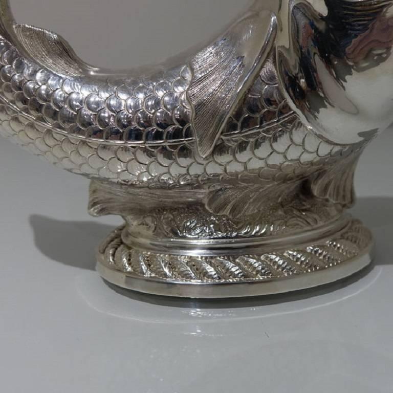 Victorian Silver Plate Fish Formed Spoon Warmer, circa 1885 James Dixon & Sons For Sale 1