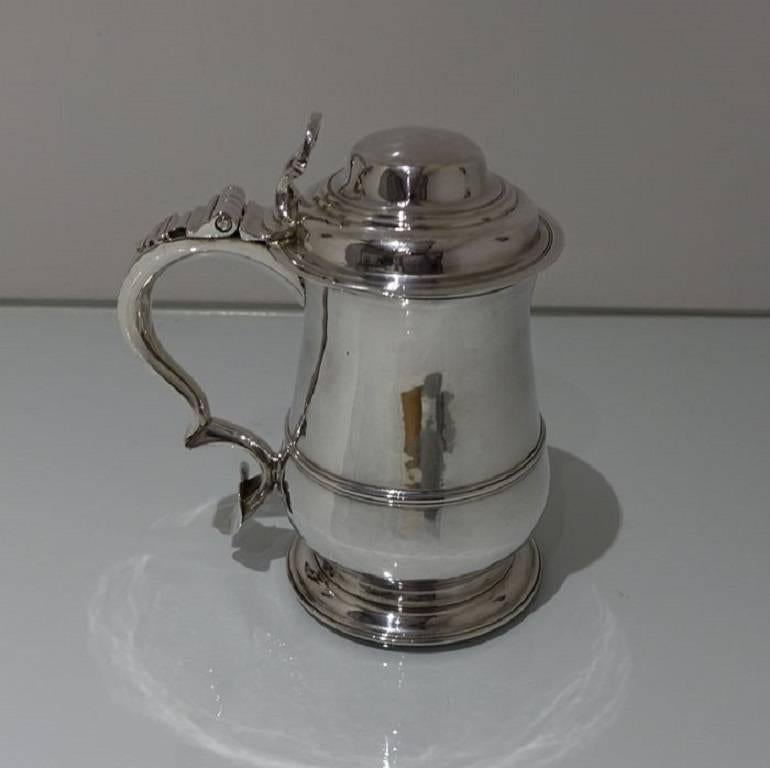 Mid-18th Century  Antique Sterling Silver George III Tankard and Cover William and Robert Peaston For Sale
