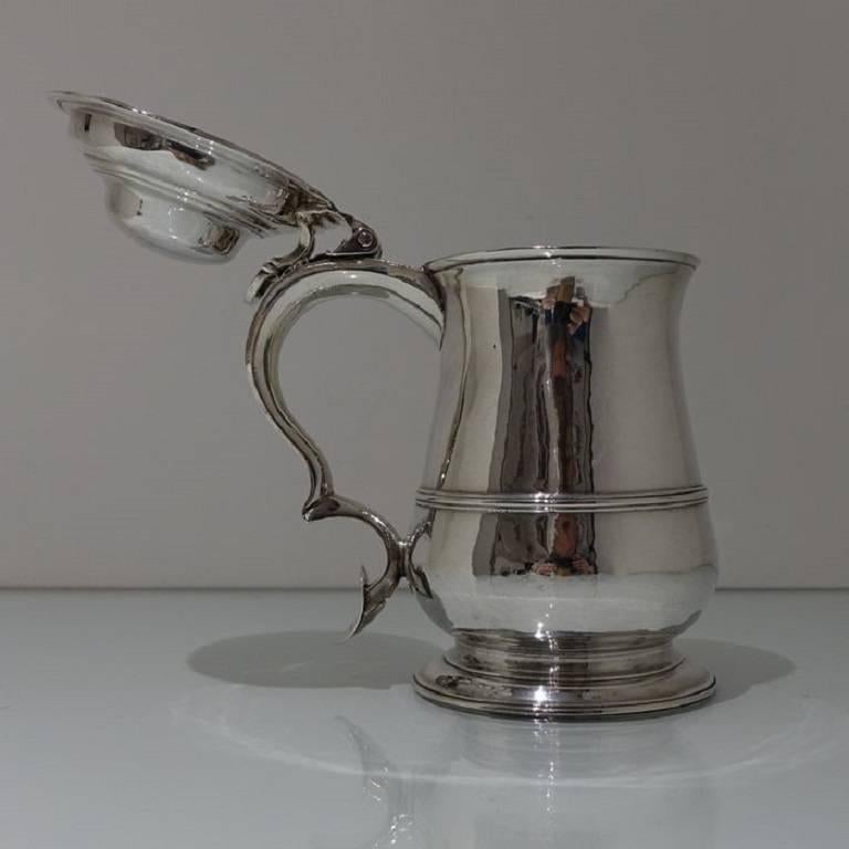 Antique Sterling Silver George III Tankard and Cover William and Robert Peaston For Sale 1
