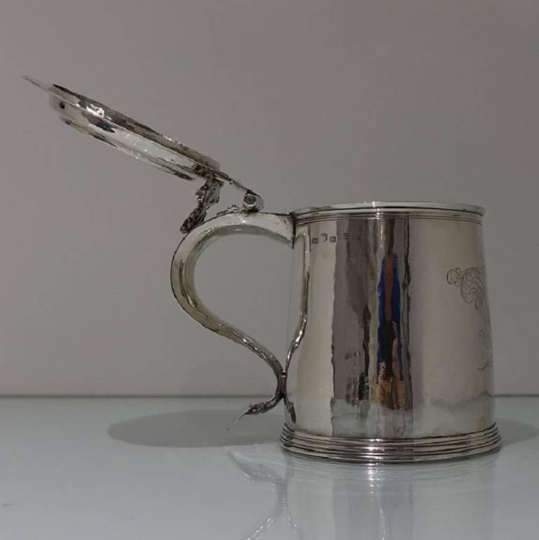 Late 17th Century Sterling Silver Charles II Large Tankard and Cover 1679 Maker EG Jacksons Pg 129 For Sale