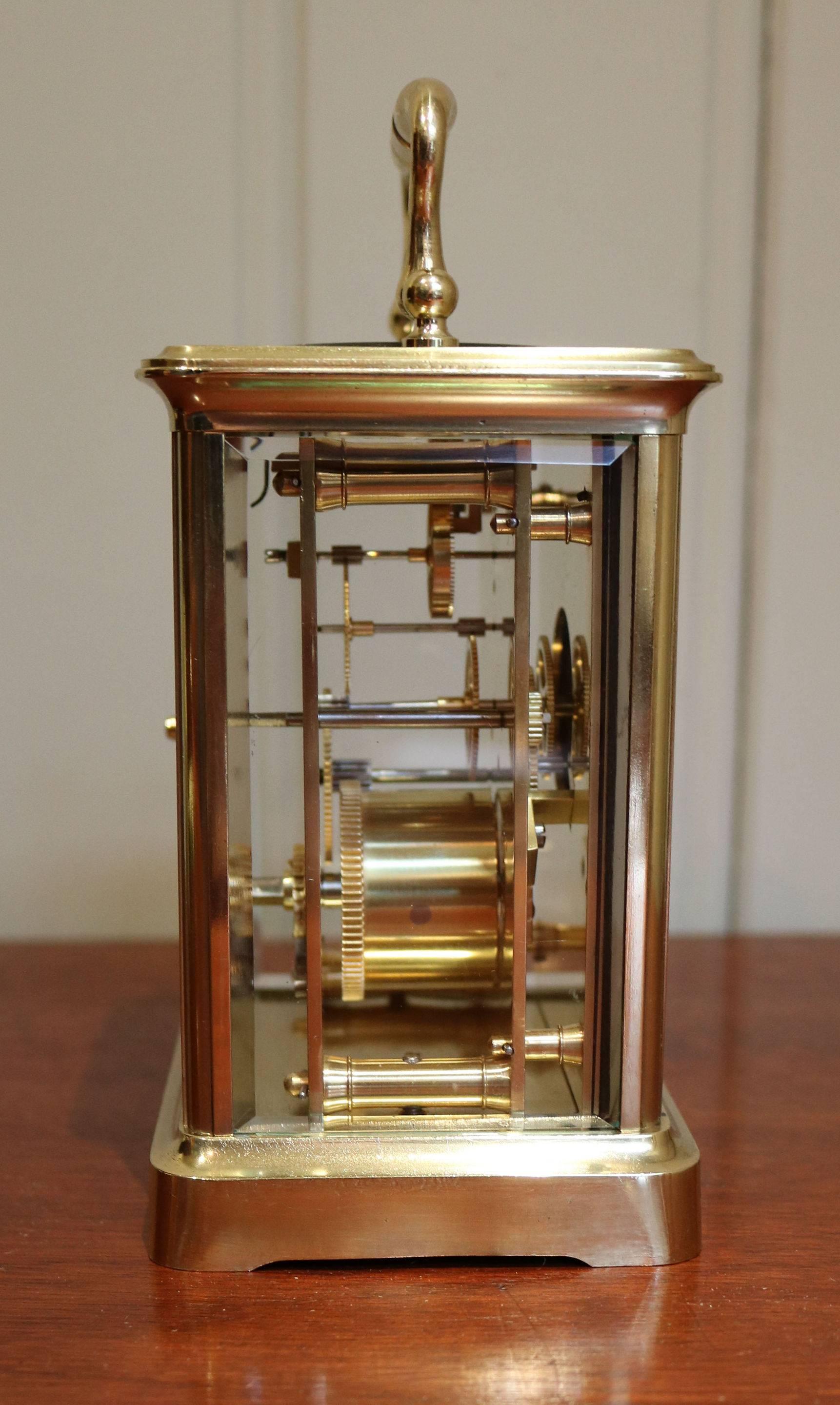 Late 19th Century Large Timepiece Brass Carriage Clock For Sale