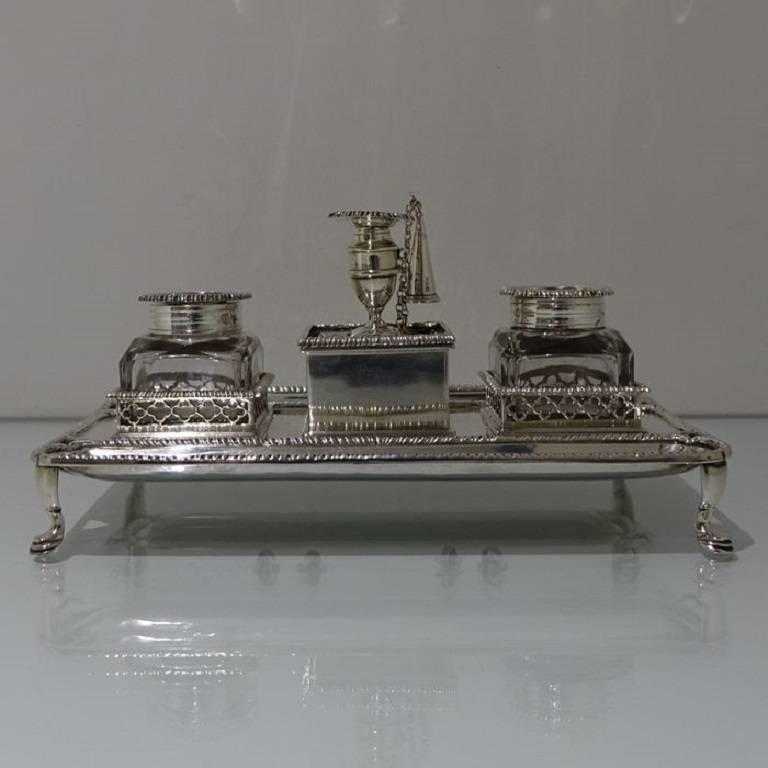 Late 19th Century Antique Sterling Silver Victorian Inkstand Charles Stuart Harris, London, 1897