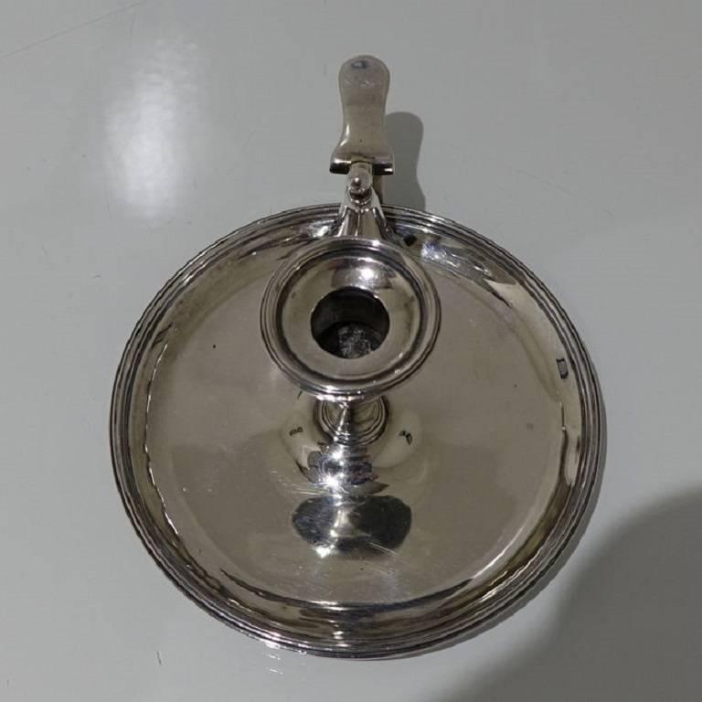Late 18th Century Antique Sterling Silver Chamberstick London 1797 John Edwards III For Sale