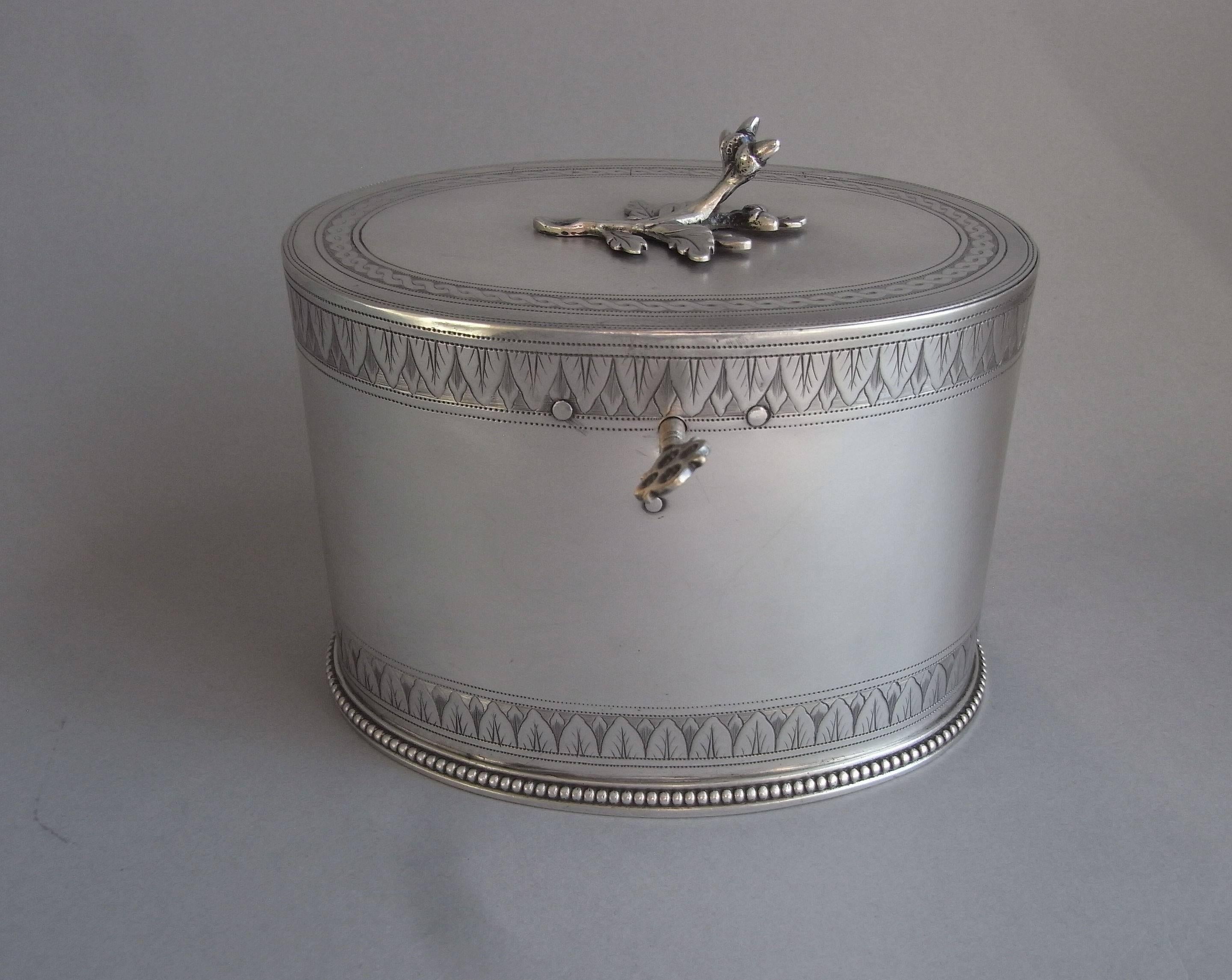 English Very Rare and Unusual George III Tea Caddy Made in by Hester Bateman