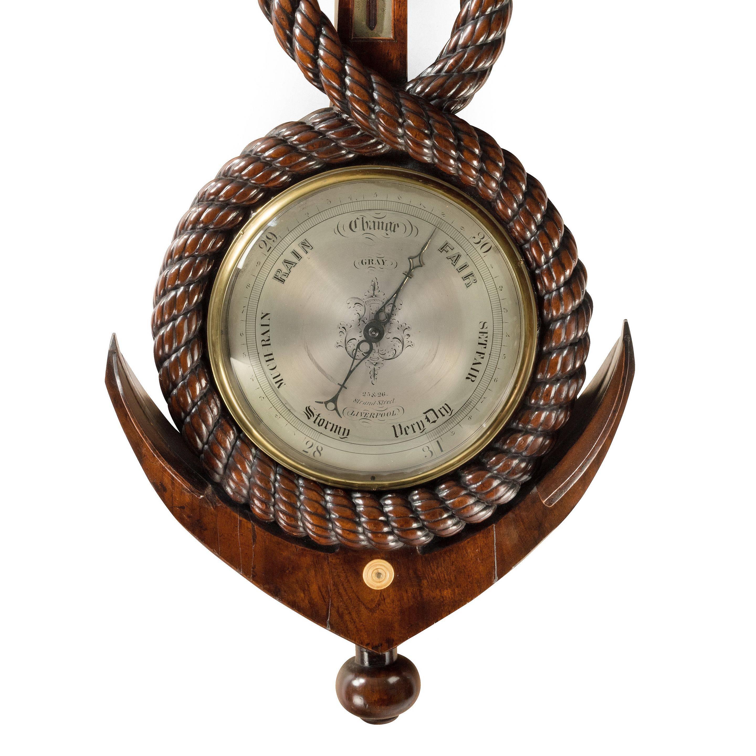 Large Victorian Mahogany Barometer by John Gray In Good Condition In Lymington, Hampshire