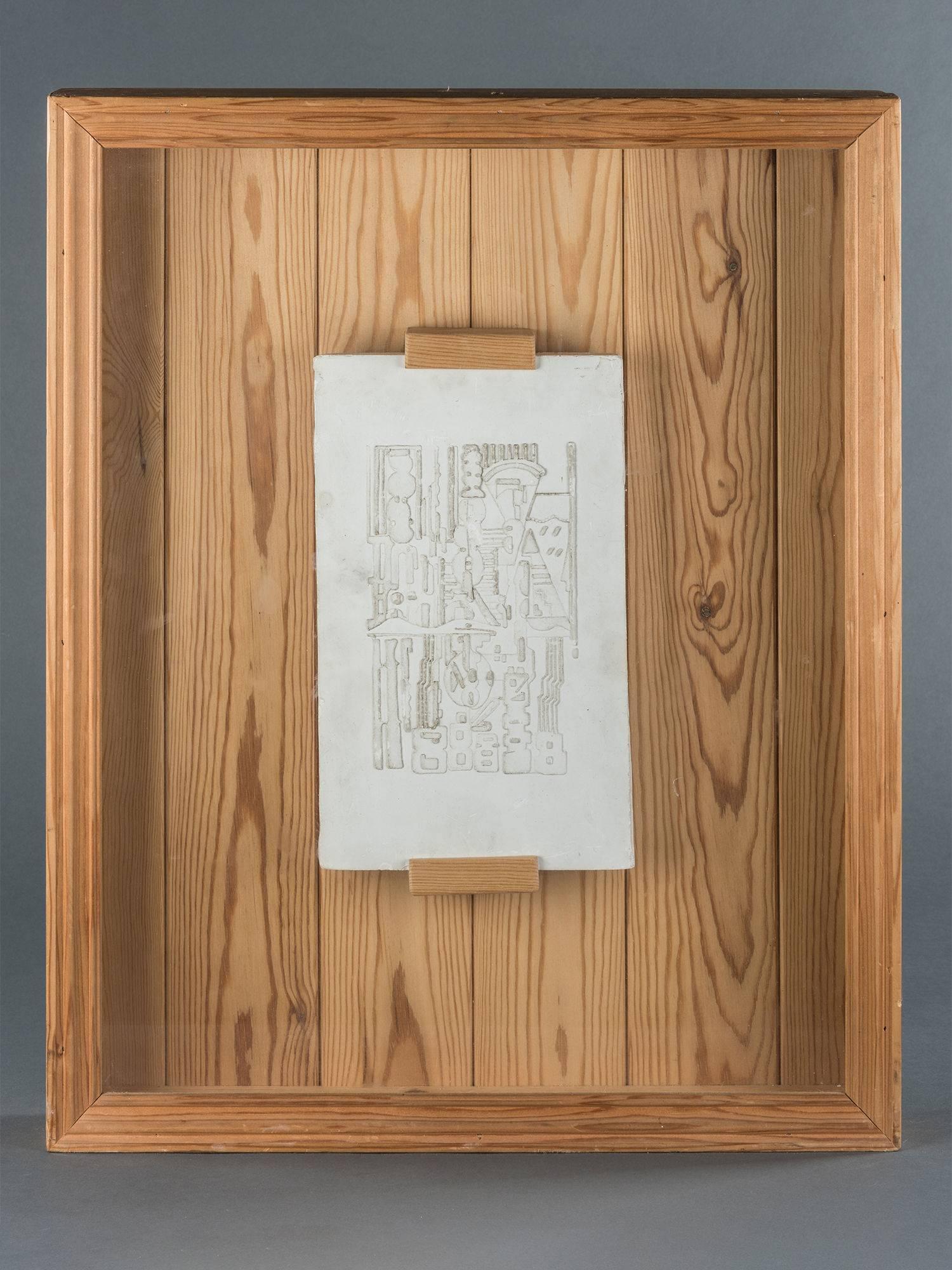 Plaster 

Inscribed and dated verso 
E. Paolozzi Oxford 82 

Displayed in a glazed pine framed box 

Provenance 
Gift of the artist 
Ruskin School of Art Oxford University.