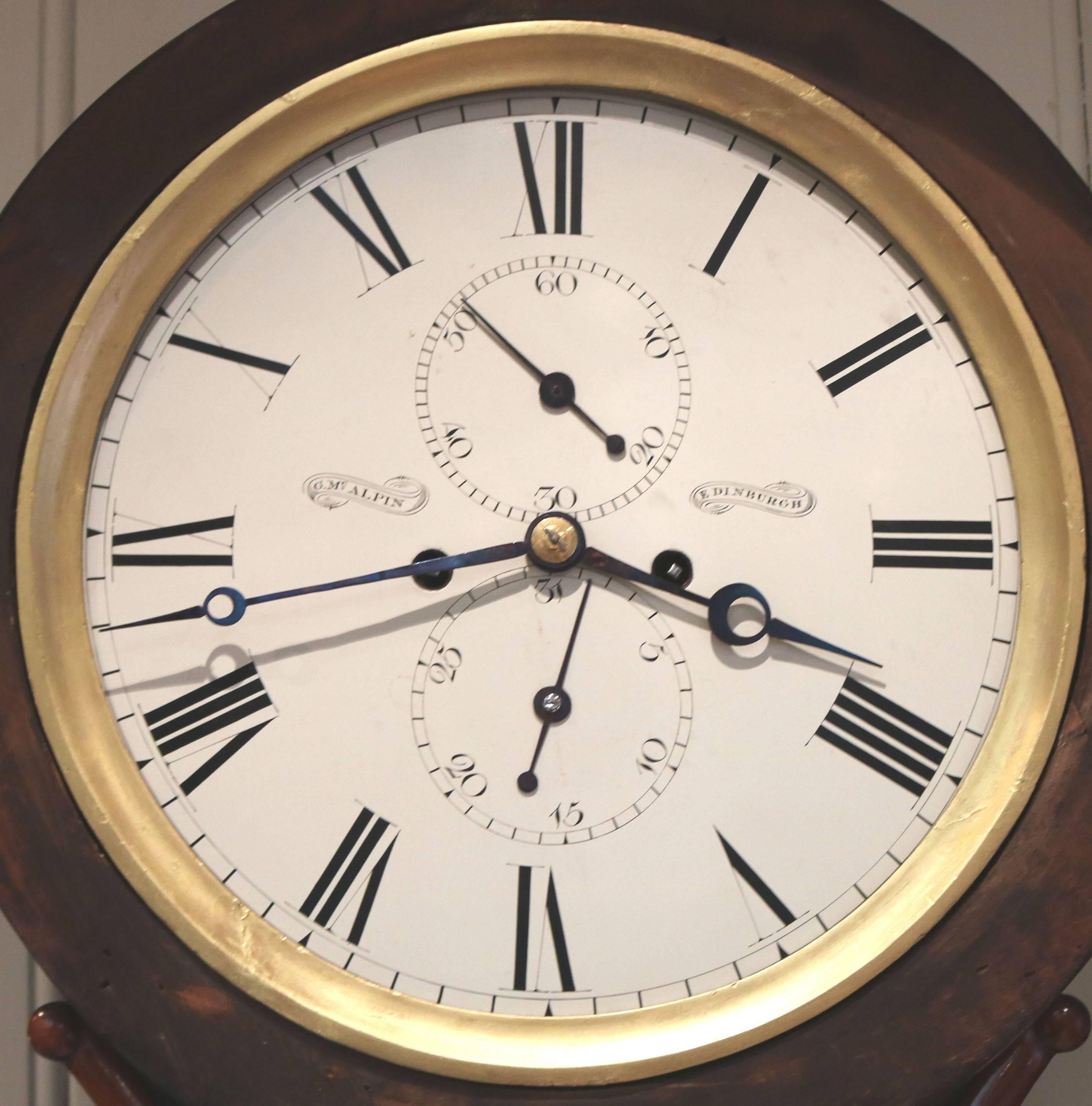 Scottish Mahogany Drumhead Longcase Clock For Sale 2
