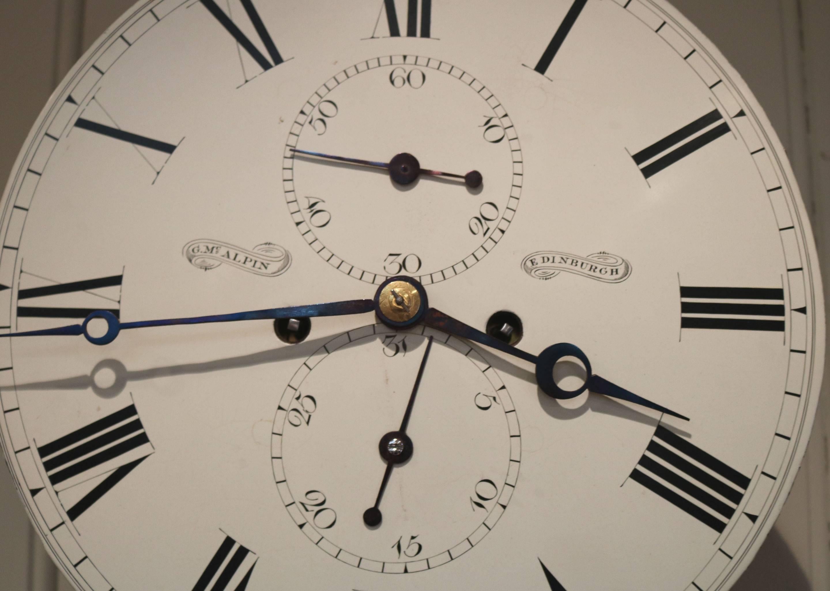 Scottish Mahogany Drumhead Longcase Clock For Sale 3