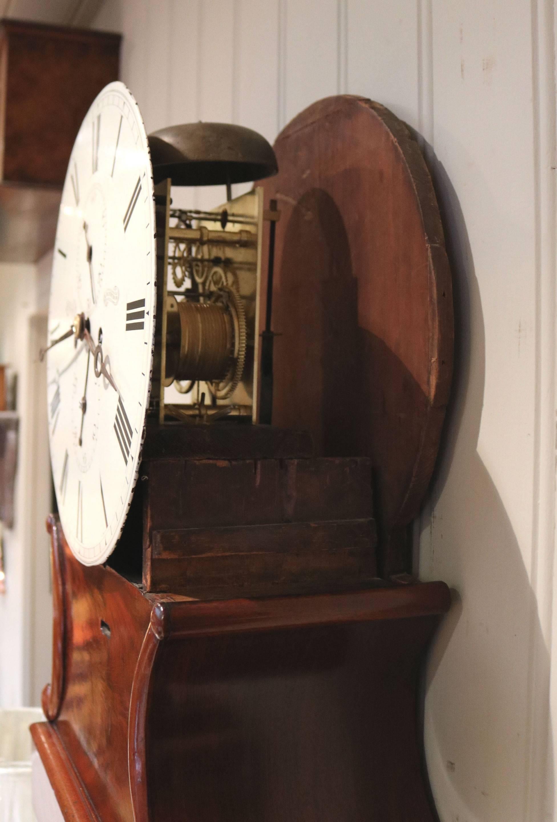 Scottish Mahogany Drumhead Longcase Clock For Sale 4
