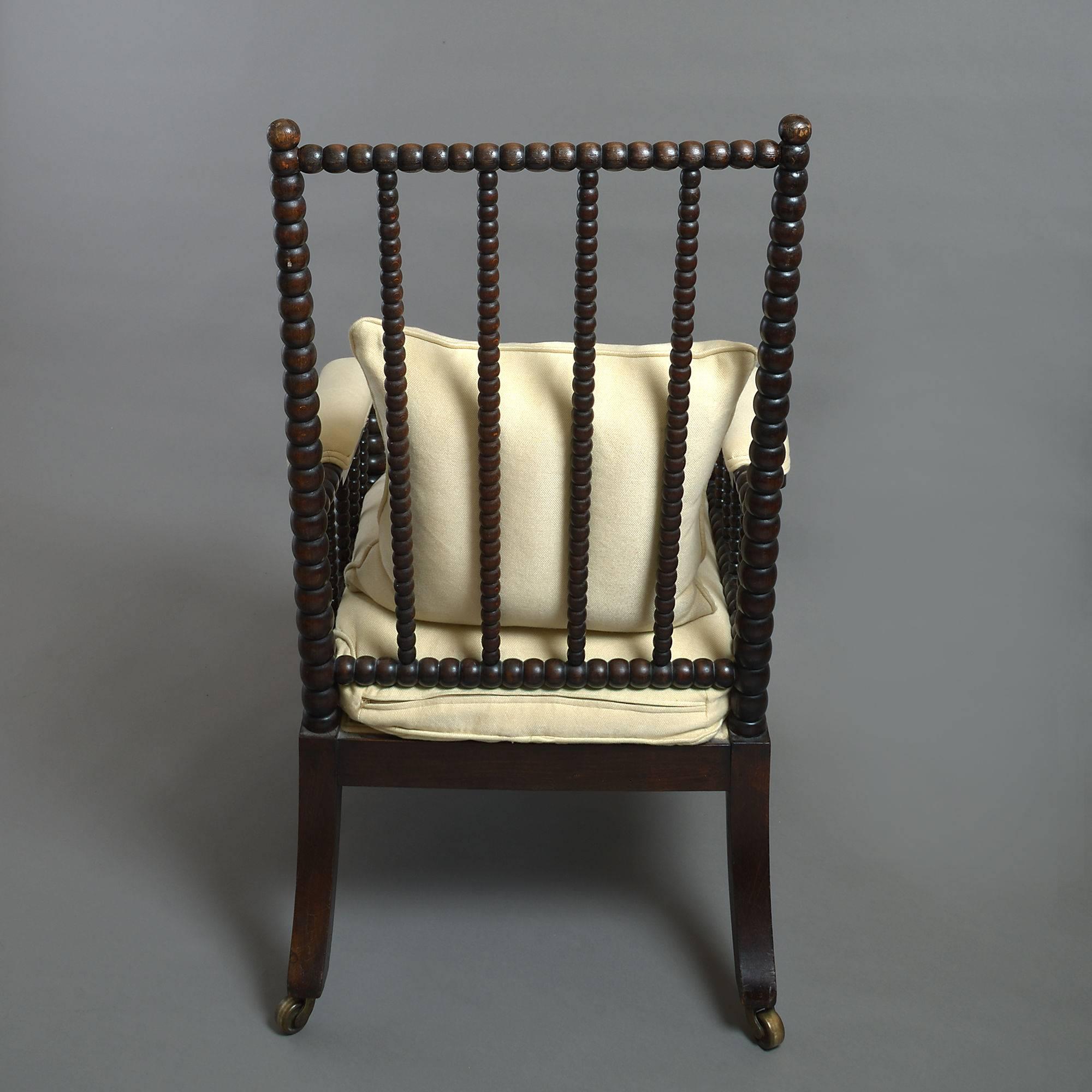 19th Century Bobbin Turned Ebonized Spindle Armchair In Good Condition In London, GB