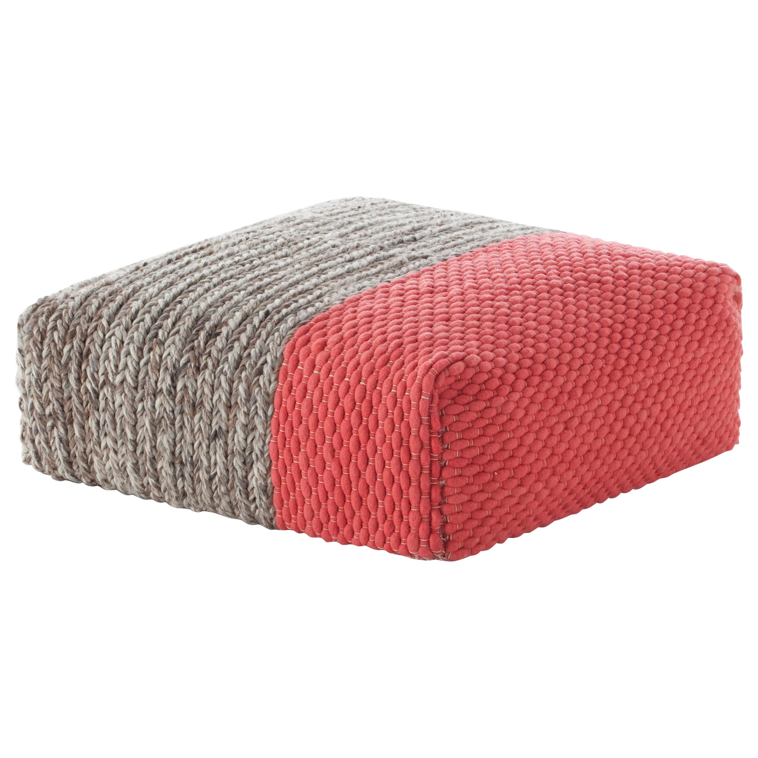 En vente :  (Marron) GAN Mangas - Pouf carré en laine à motif espace