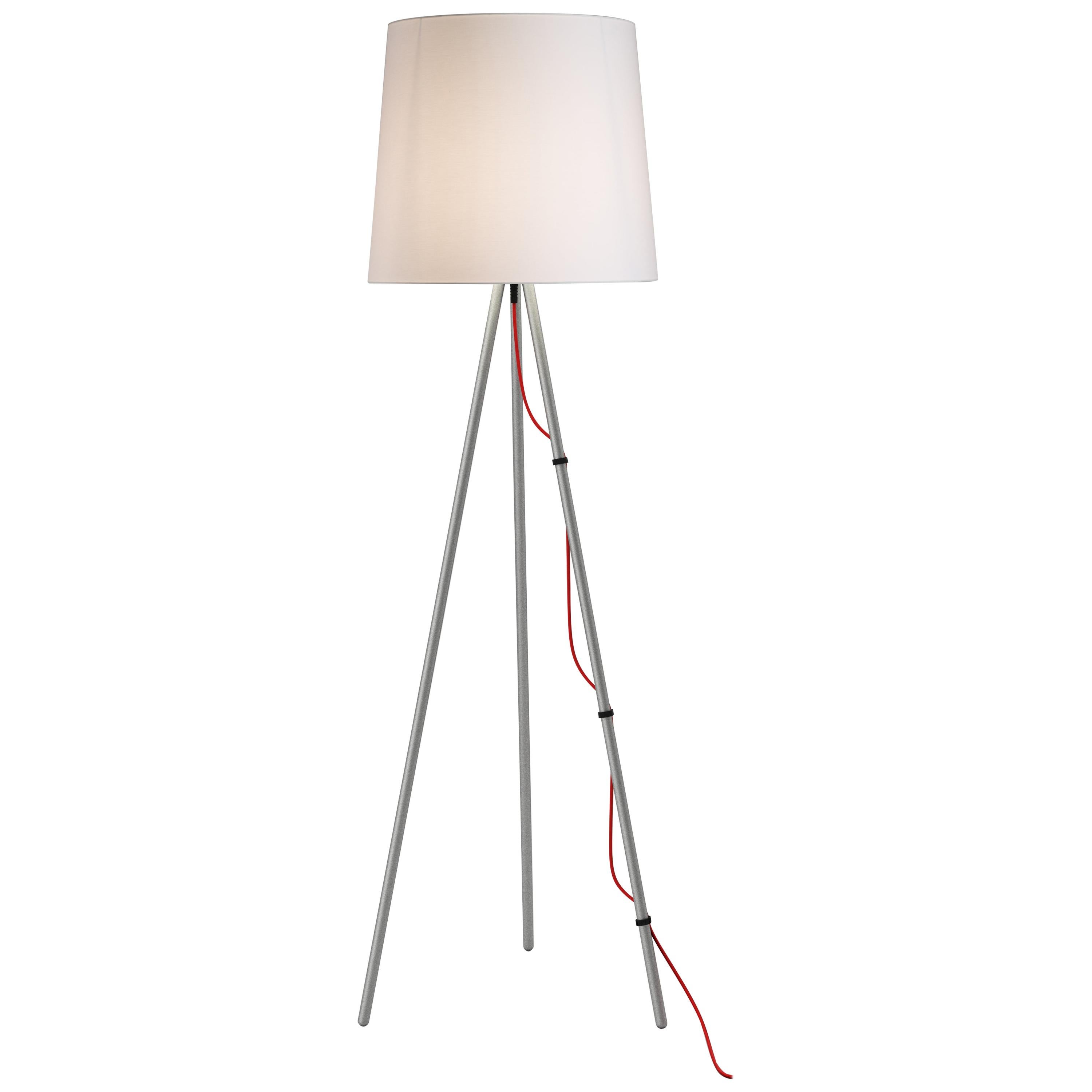 For Sale: White Martinelli Luce Eva 2270 Floor Lamp in Satin Aluminum Body