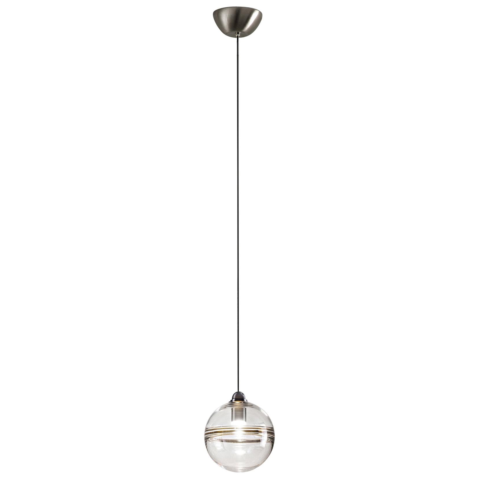 Green (Crystal and Old Green) LED Oro SP P Suspension Light with Nickel Frame by Vistosi