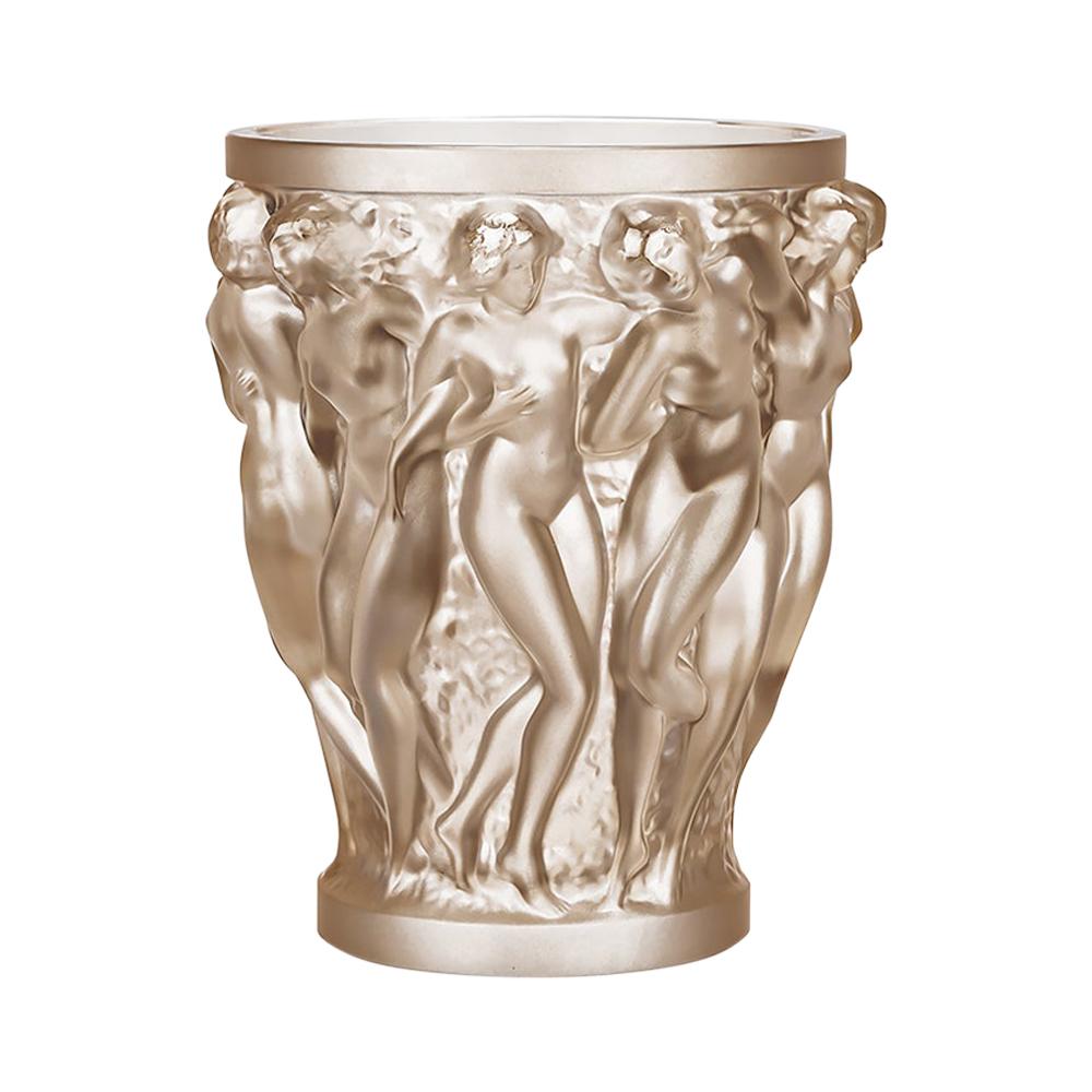 Gold (Gold Luster) Bacchantes Vase in Crystal Glass by Lalique