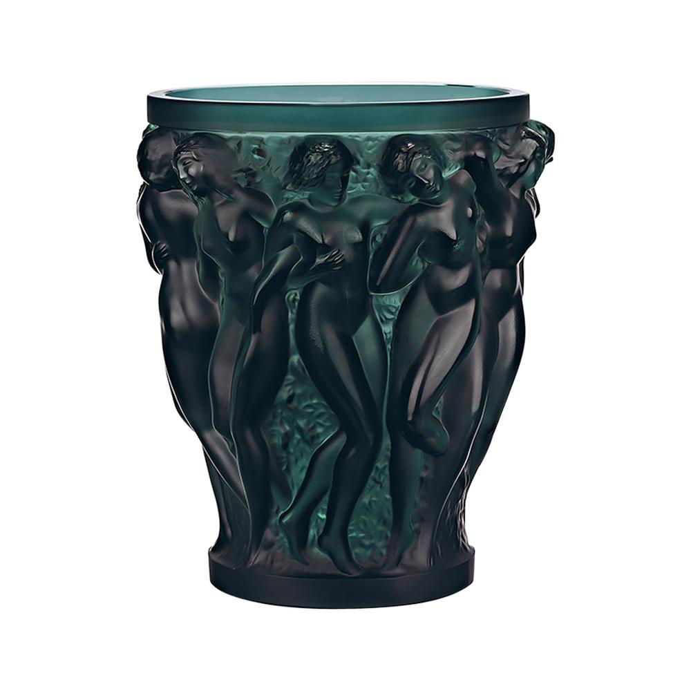 For Sale: Green (Intense Green) Bacchantes Vase in Crystal Glass by Lalique