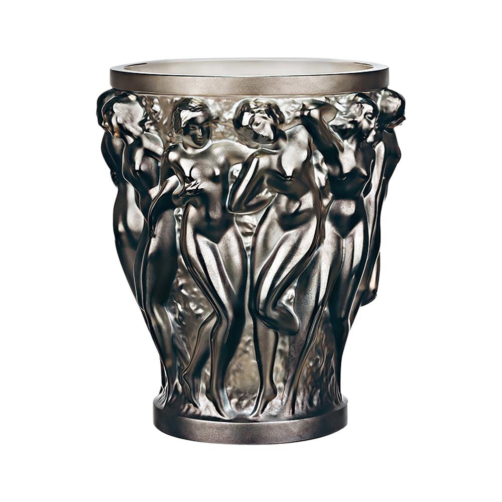 For Sale: Brown (Bronze) Bacchantes Vase in Crystal Glass by Lalique