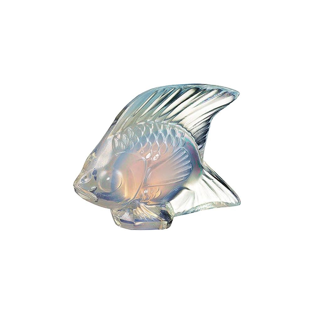 For Sale: White (Opalescent Luster) Fish Sculpture in Crystal Glass Luster by Lalique
