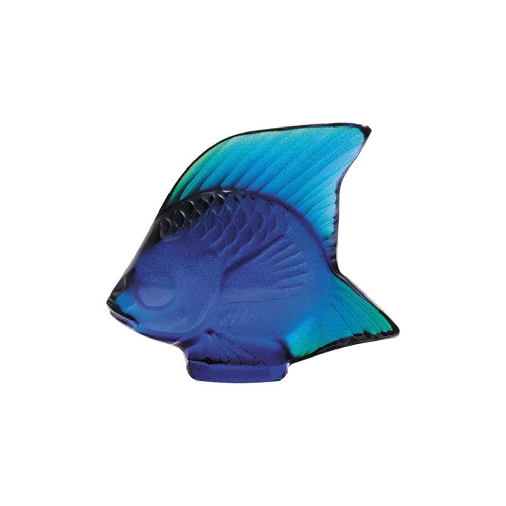 For Sale: Blue (Cap Ferrat Blue Luster) Fish Sculpture in Crystal Glass Luster by Lalique