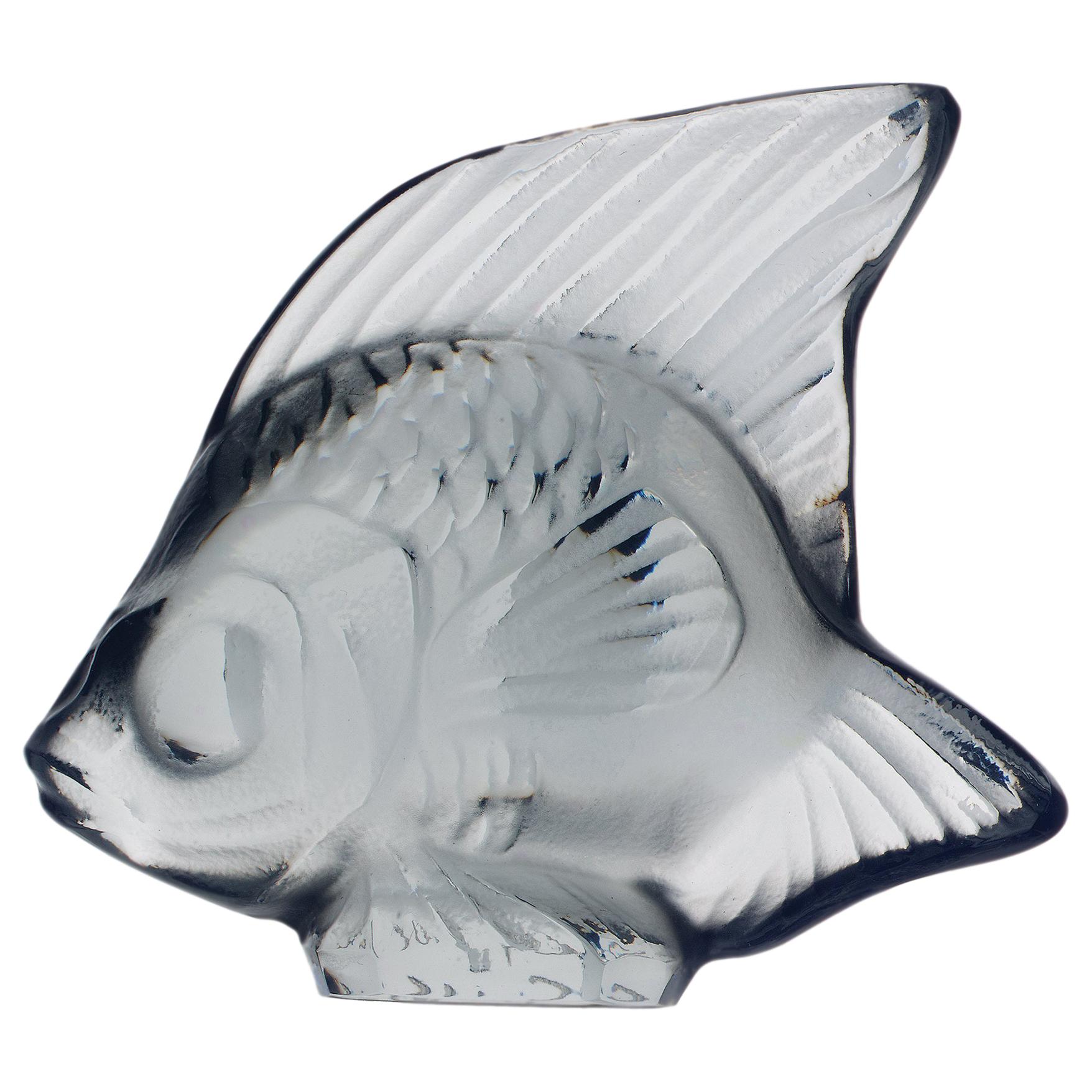 For Sale: Gray (Grey) Fish Sculpture in Crystal Glass Luster by Lalique