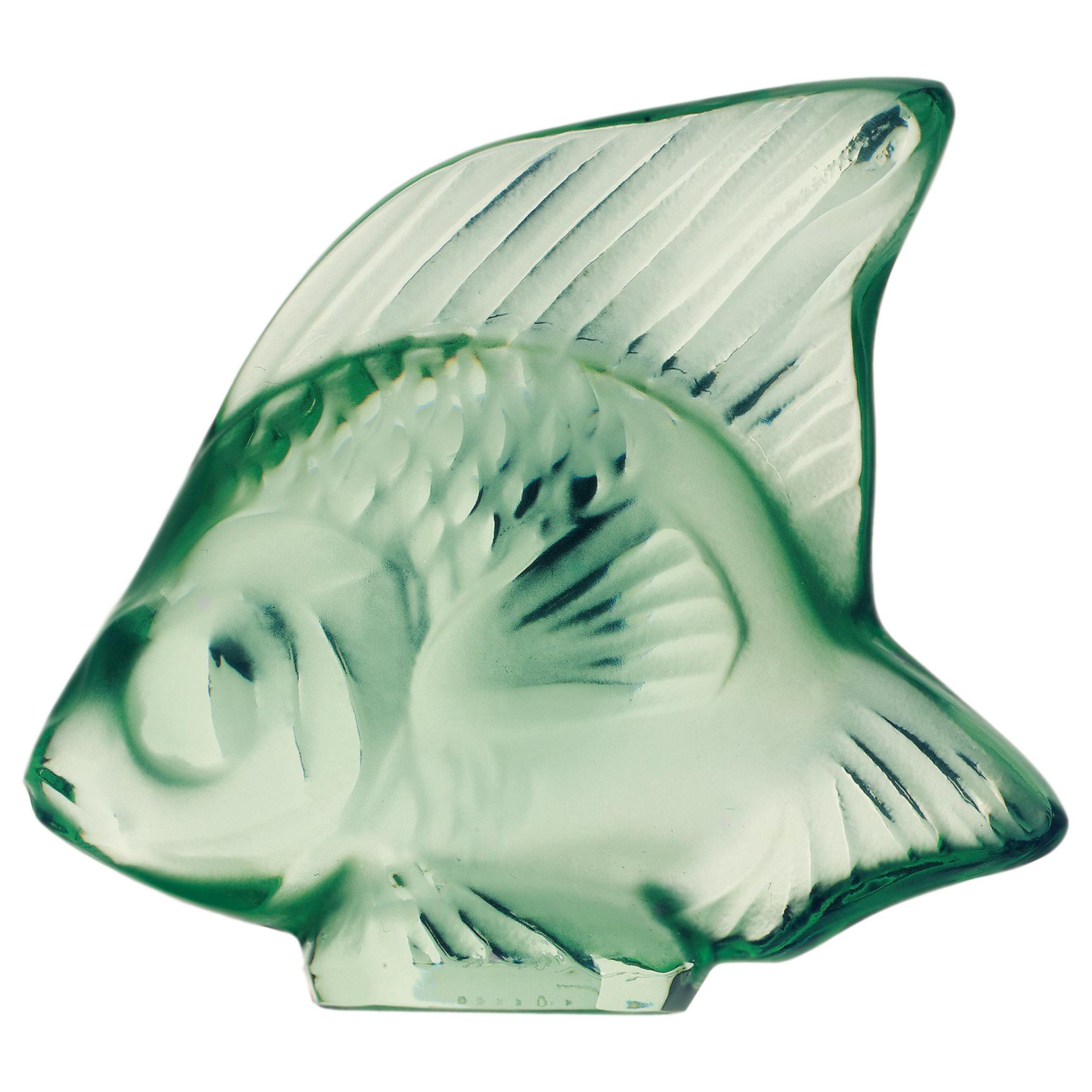 For Sale: Green (Light Green) Fish Sculpture in Crystal Glass Luster by Lalique