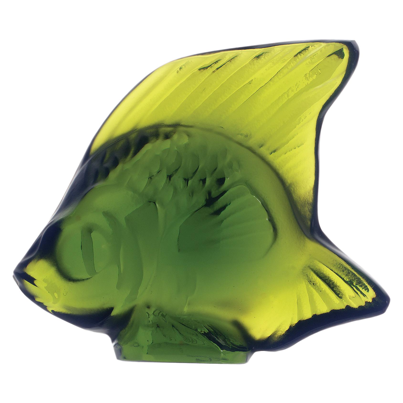 For Sale: Green (Lime Green) Fish Sculpture in Crystal Glass Luster by Lalique