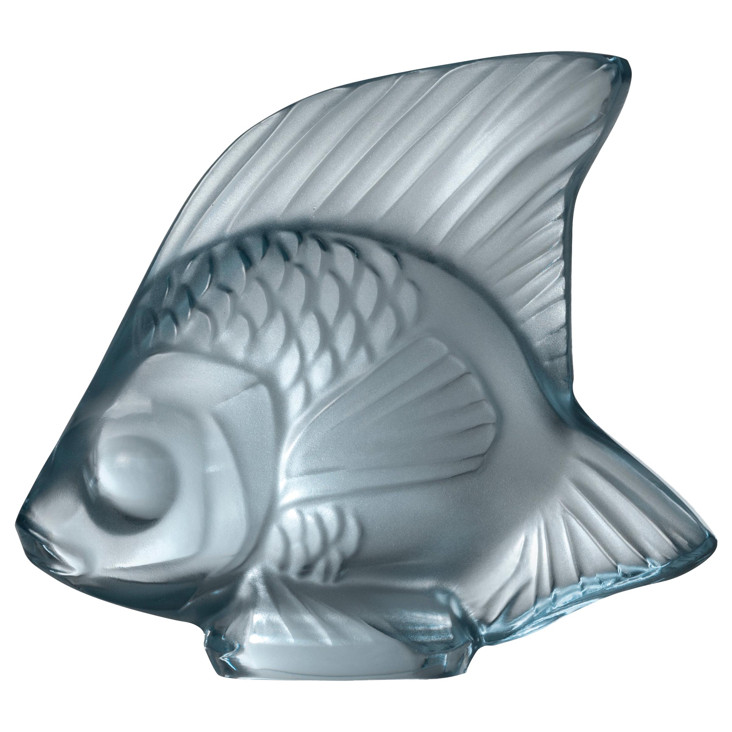 For Sale: Blue (Persepolis Blue) Fish Sculpture in Crystal Glass Luster by Lalique