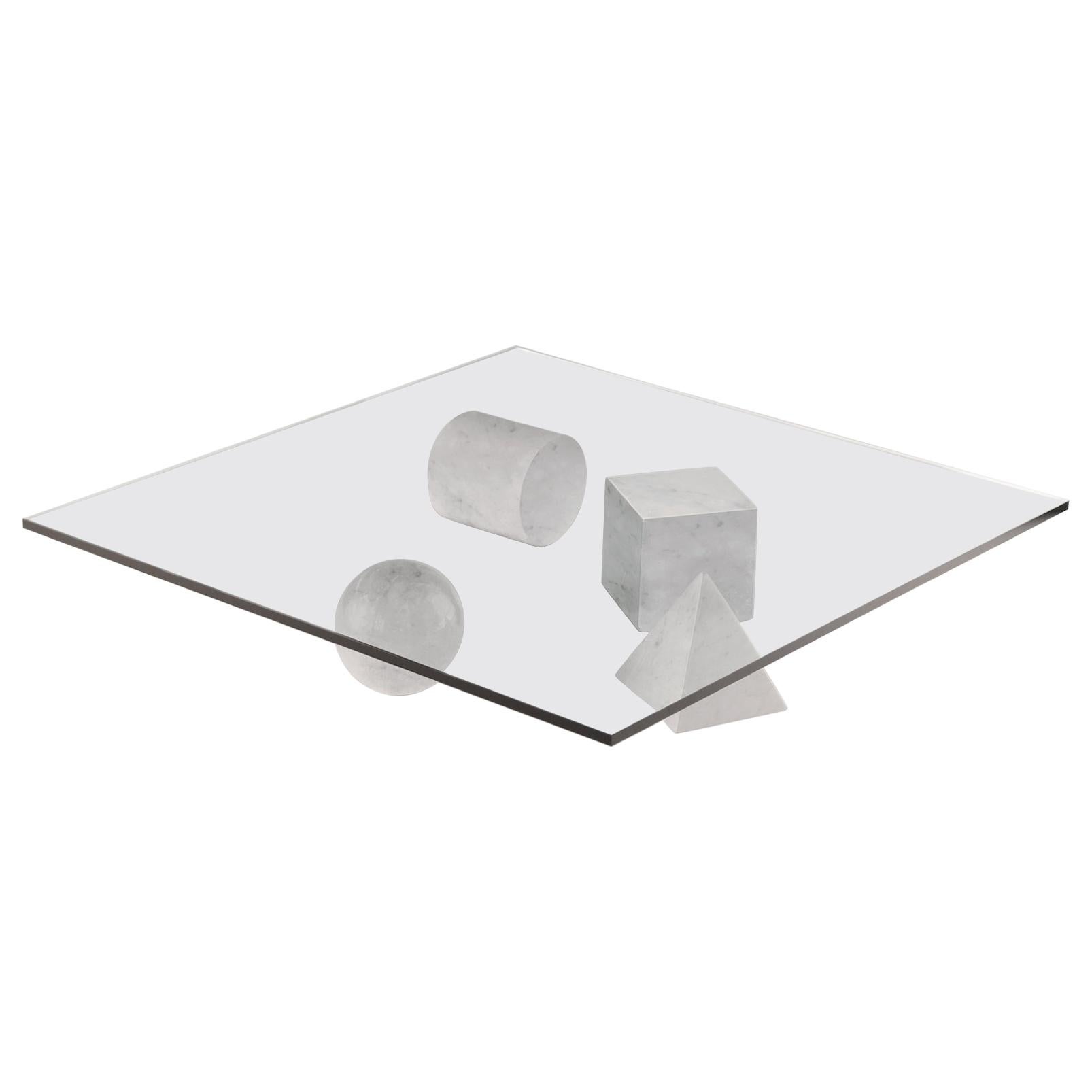 En vente : White (Carrara White) Table Martinelli Luce Metafora 1979 par Lella et Massimo Vignelli