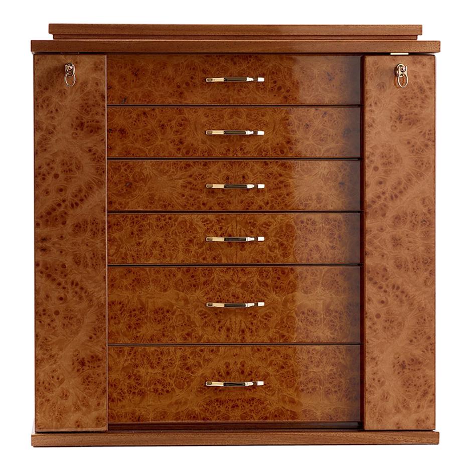 Brown (Briar Wood) Agresti Bijoux Jewelry Chest