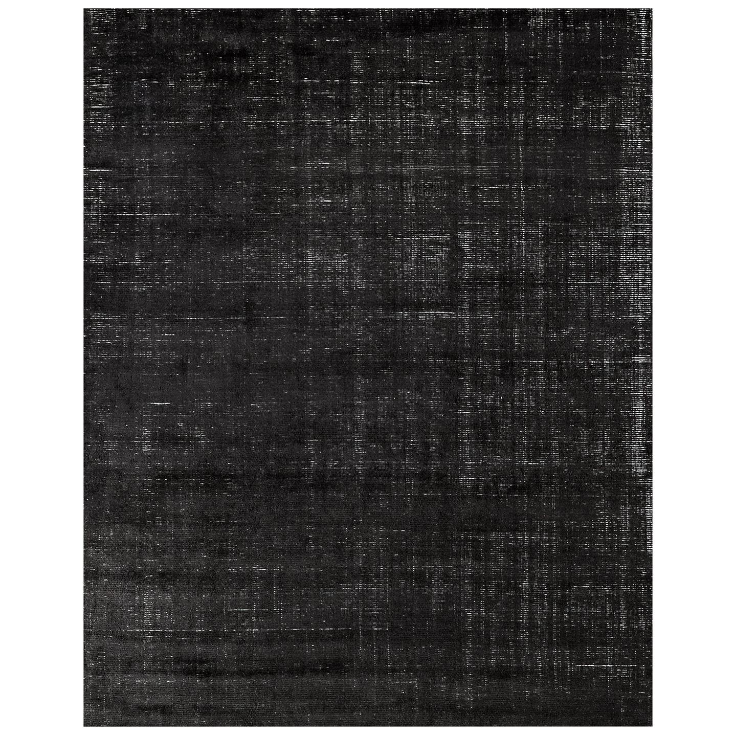 For Sale: Black (Distressed Wool Black) Ben Soleimani Distressed Wool Rug 6'x9'