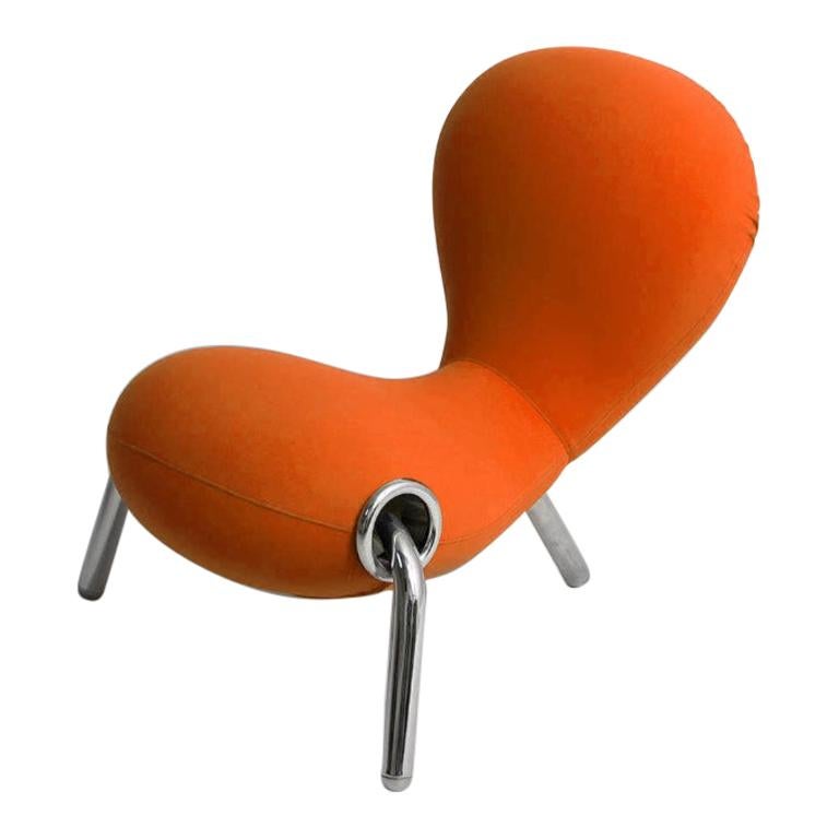 For Sale: Orange (16_BIELASTICO orange) Marc Newson Embyro Armchair in Chromed Steel and Fabric Upholstery by Cappellini
