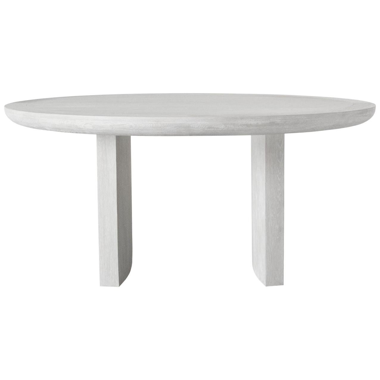 For Sale: White (Cloudy Grey Cerused) Ben Soleimani Rives Dining Table