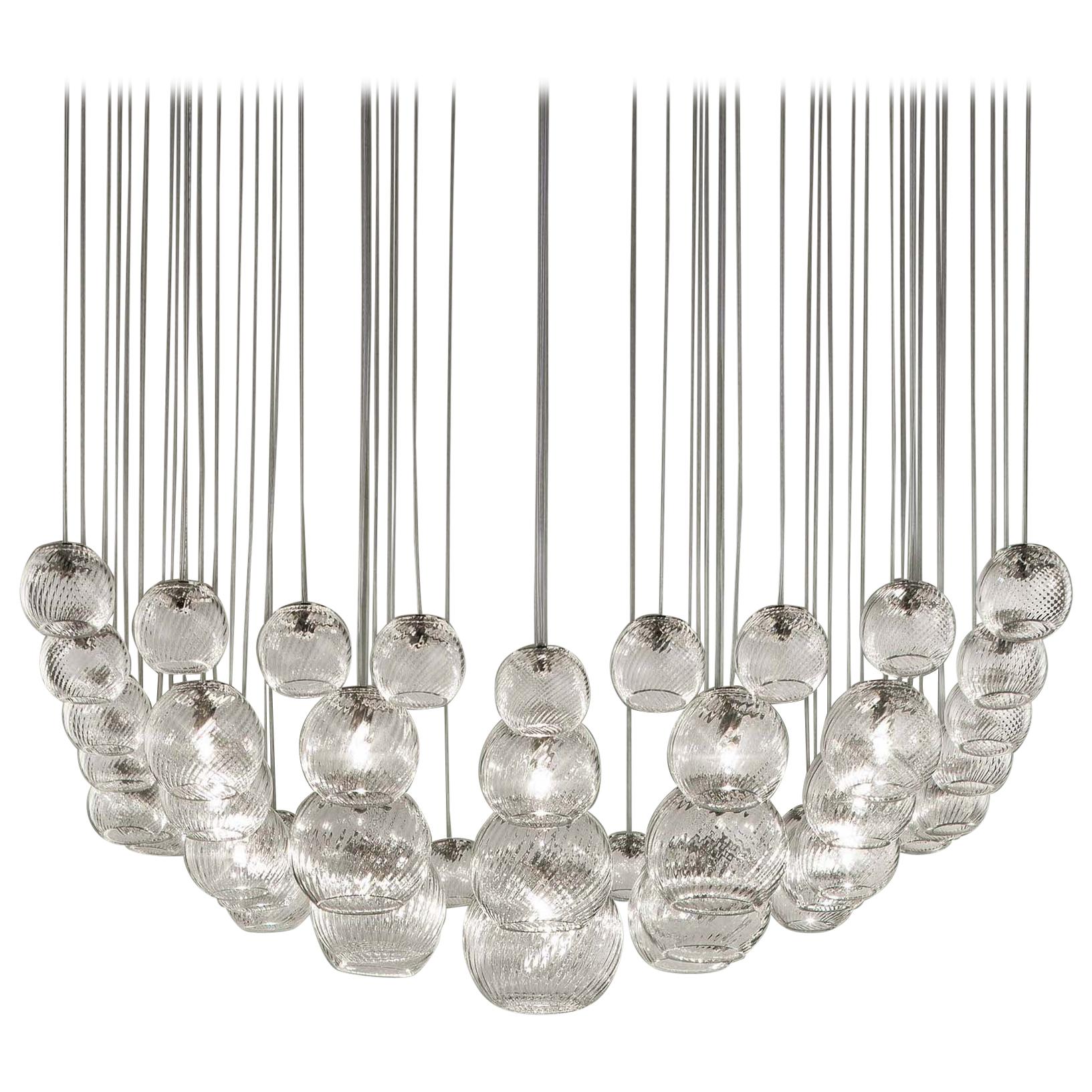 For Sale: Clear (Crystal and Stripped Glass) Vistosi Oto SP SUR Suspension Light by Pio e Tito Toso